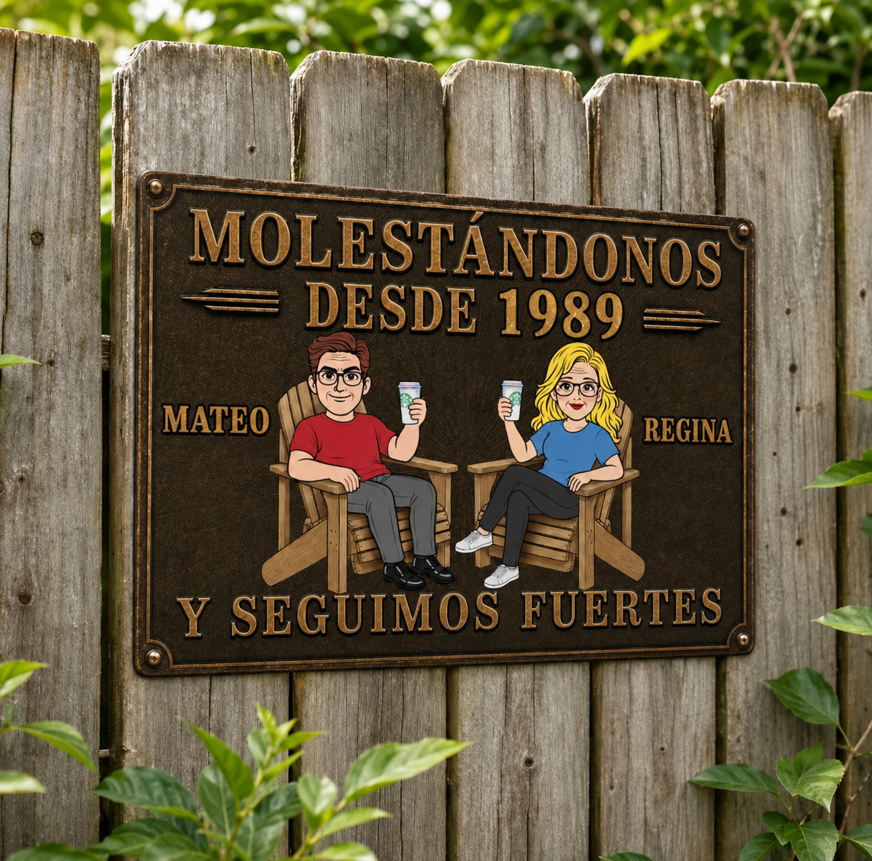 Plaque metálica decorativa personalizada