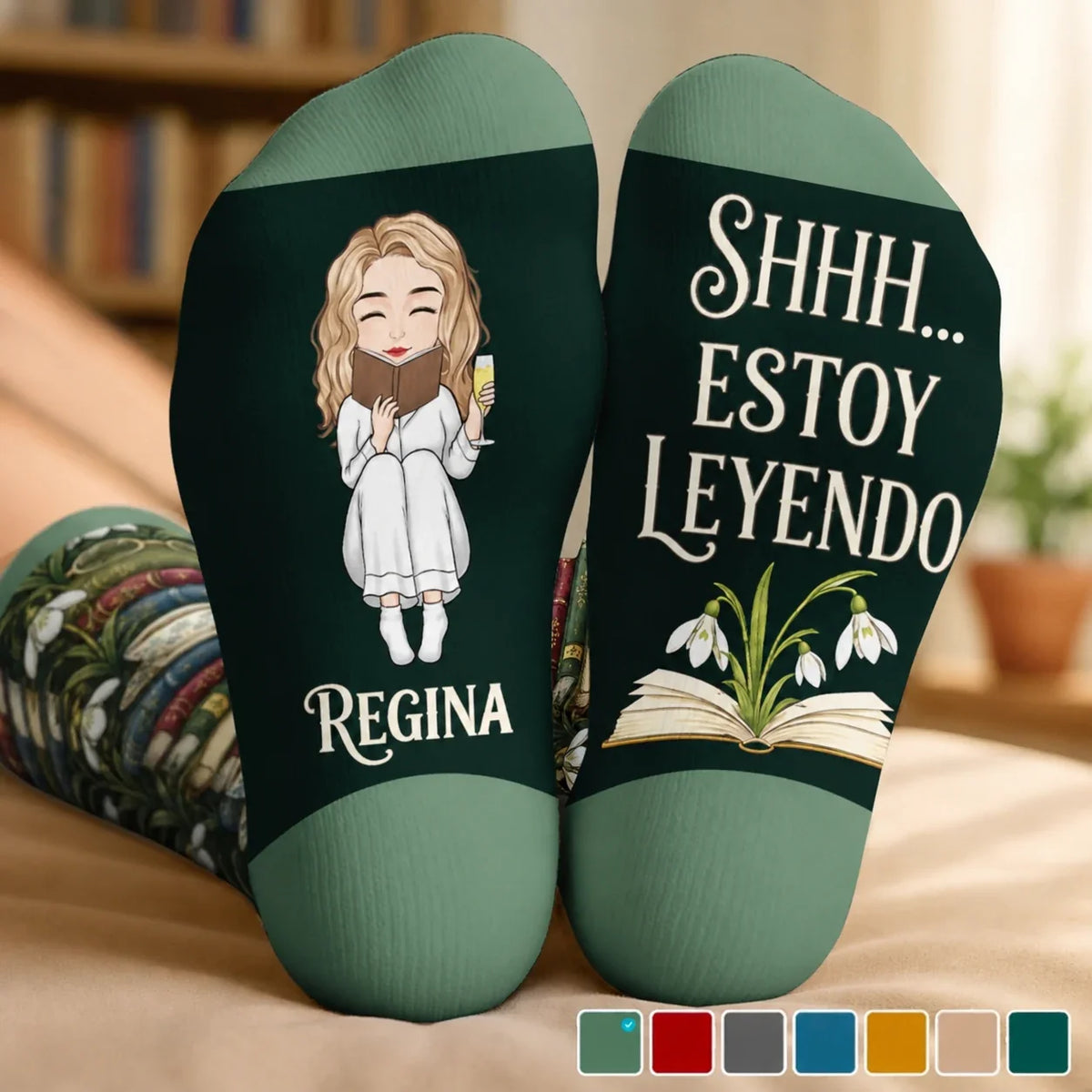 Calcetines Personalizados Shhh Estoy Leyendo